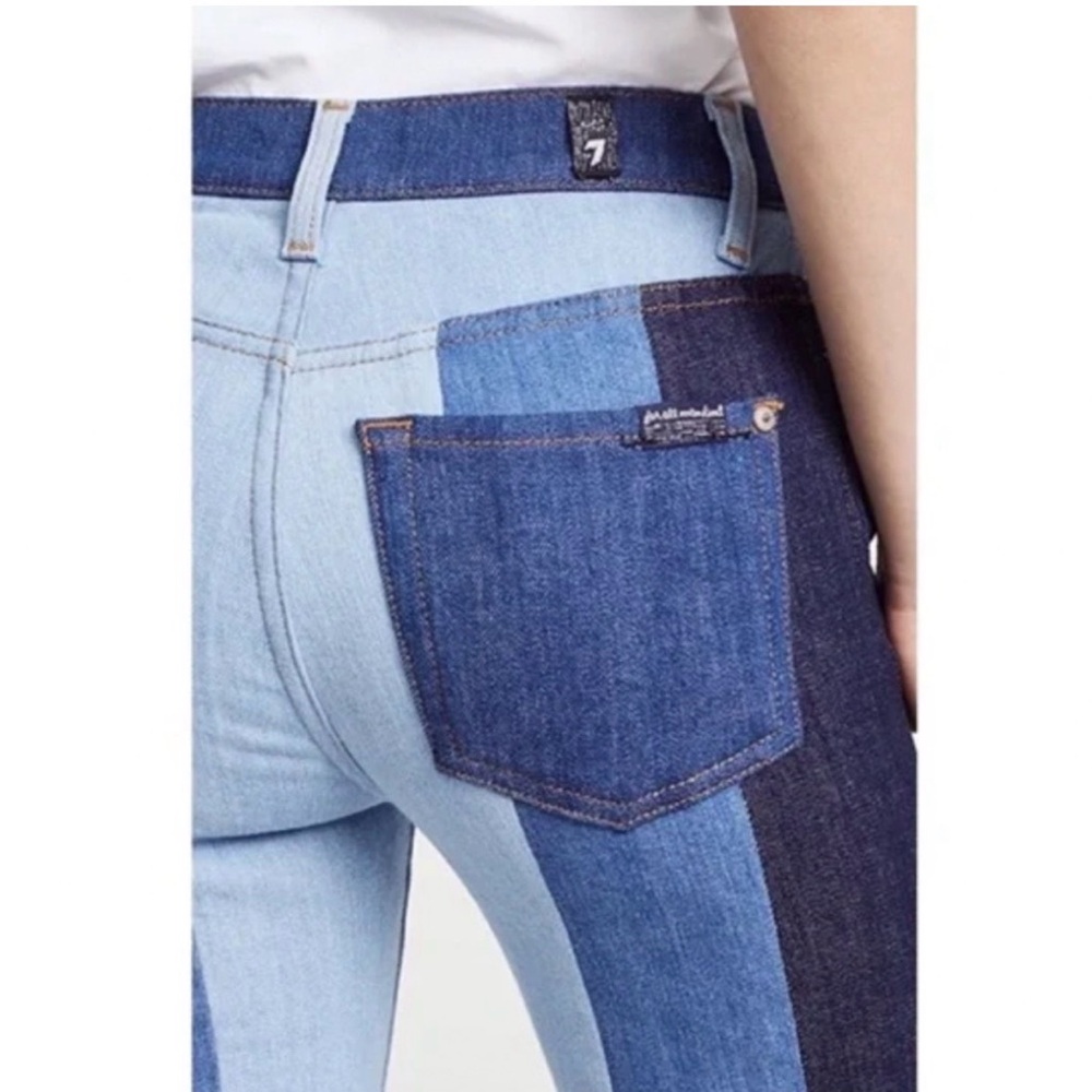 7 For All Mankind Striped Panel Blue Multi Jeans